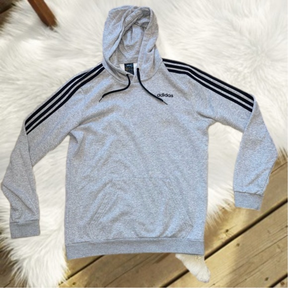 adidas Other - Men’s Adidas Grey Hoodie with 3 Black Stripes - Size LT - Gently Worn